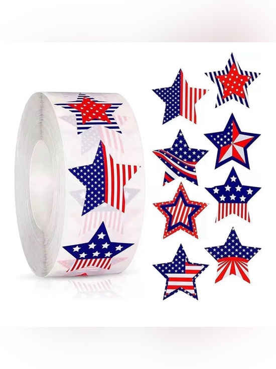 Other - Patriotic Label Star American Flag Stickers, 500 Pcs
